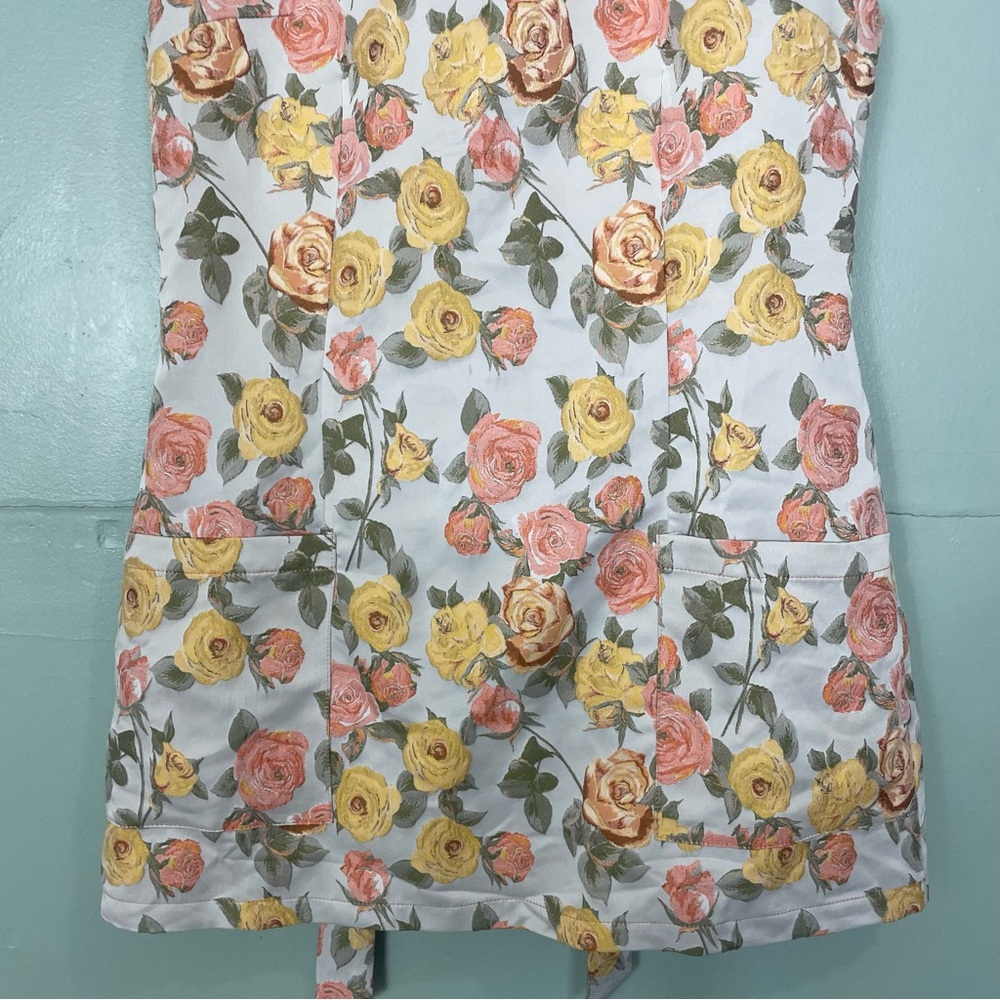 YLLW The Label Esti Mini Dress Citrus Floral Short Sleeve Pockets Large - Picture 6 of 11